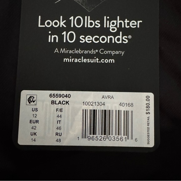 NWT Miraclesuit Slimming Rock Solid Avra One Piece Swimsuit Black Size 12 - Picture 6 of 13